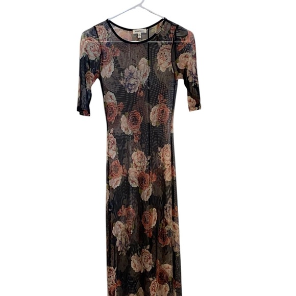 Monteau Dresses & Skirts - Monteau black Floral Mesh sheer Dress